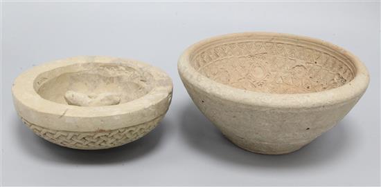 Two ancient Syrian vessels, tallest 10cm, diameter 26cm
